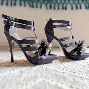Charles David Formal Black Satin Heels